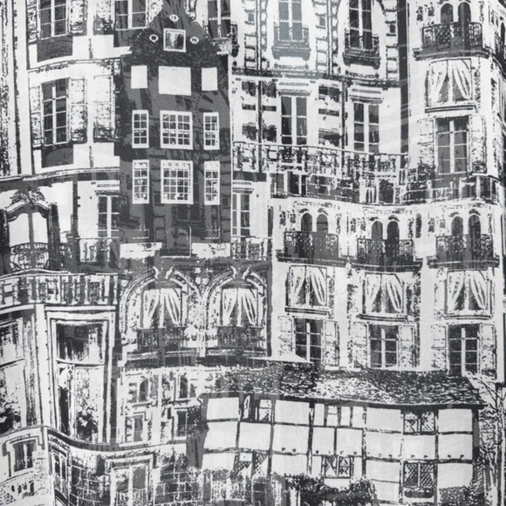 Chicos Cityscape Sheer Chiffon Button Shirt 3 (XL)‎ Monochrome Urban Retro Artsy - Picture 15 of 16